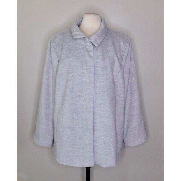 NEW!! LANDS’ END Heathered Gray Jacket Blazer Peacoat Button Down 22W Petite - Picture 1 of 11